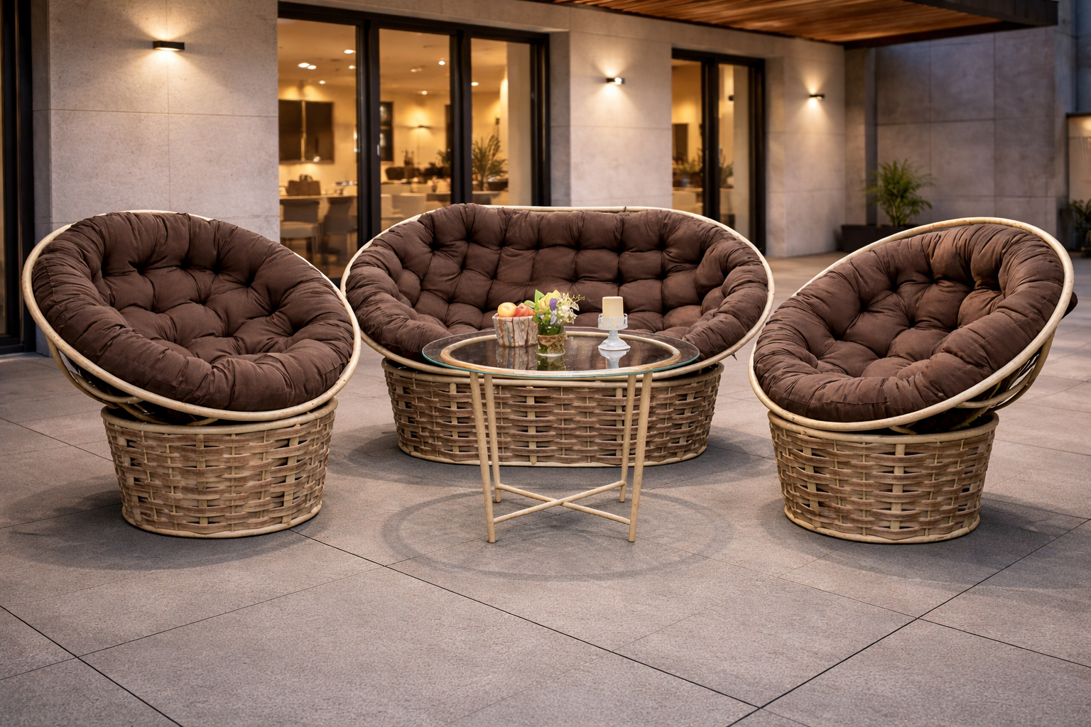 Комплект плетёной мебели «Мамасан + Папасан»