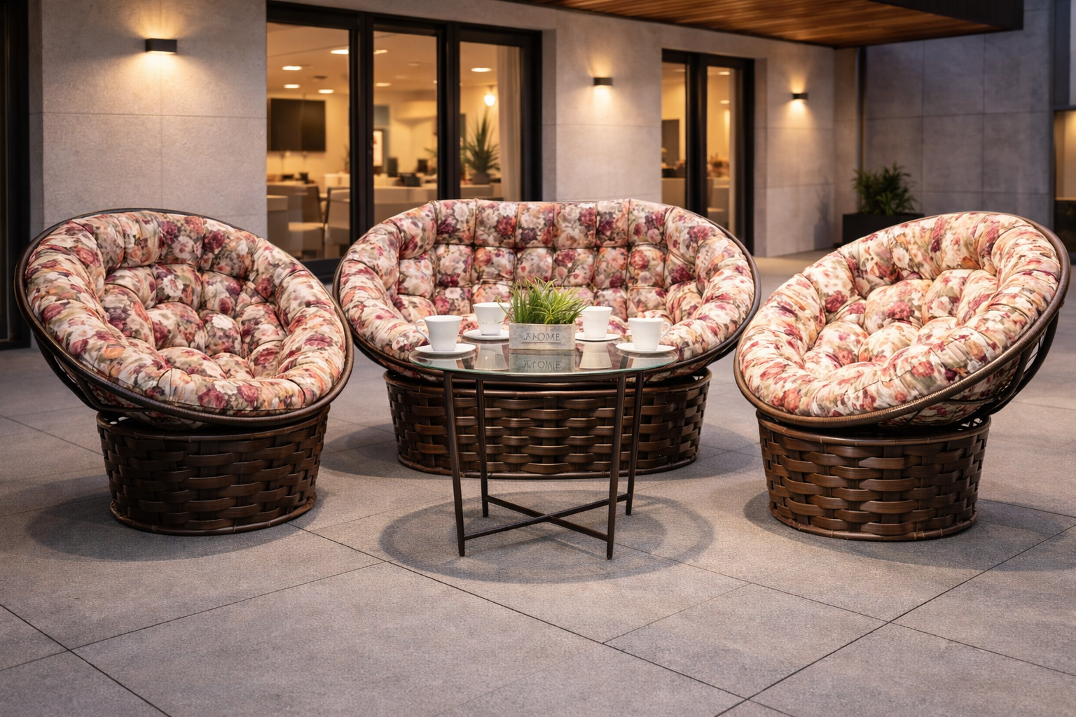 Комплект плетёной мебели «Мамасан + Папасан»